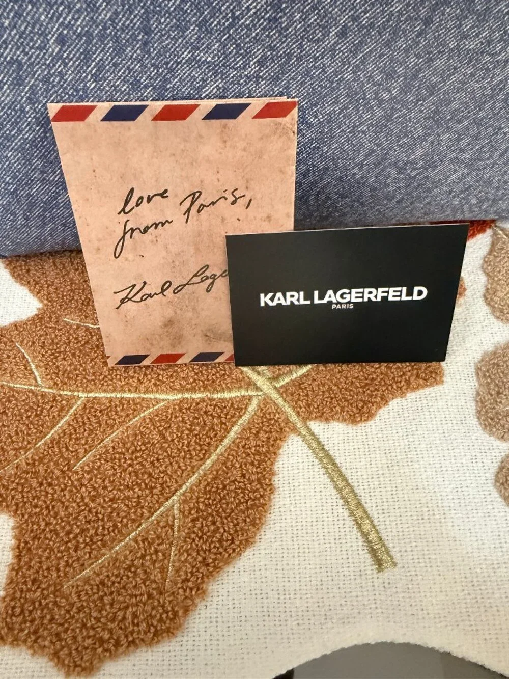 Karl Lagerfeld Paris Maybelle Satchel Bag Strap Double Top Handle Denim Blue NWT